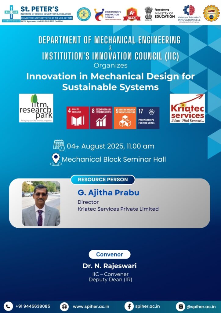 Innovation In Mechanical Design For Sustainable Systems