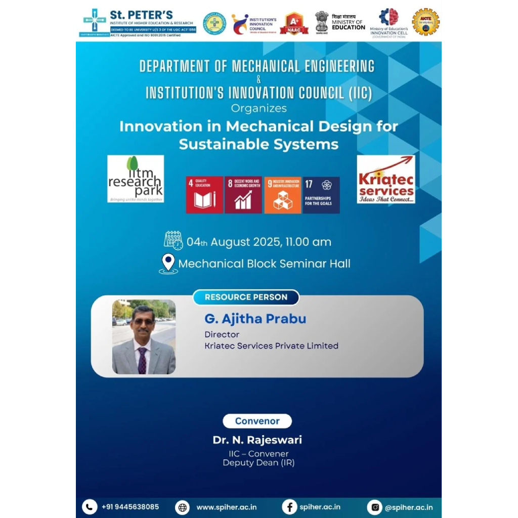 Innovation In Mechanical Design for Sustainable Systems