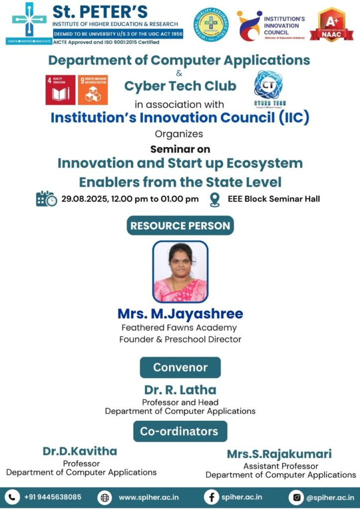 Seminar On Innovation and Start Up Ecosystem Enables from the State Level