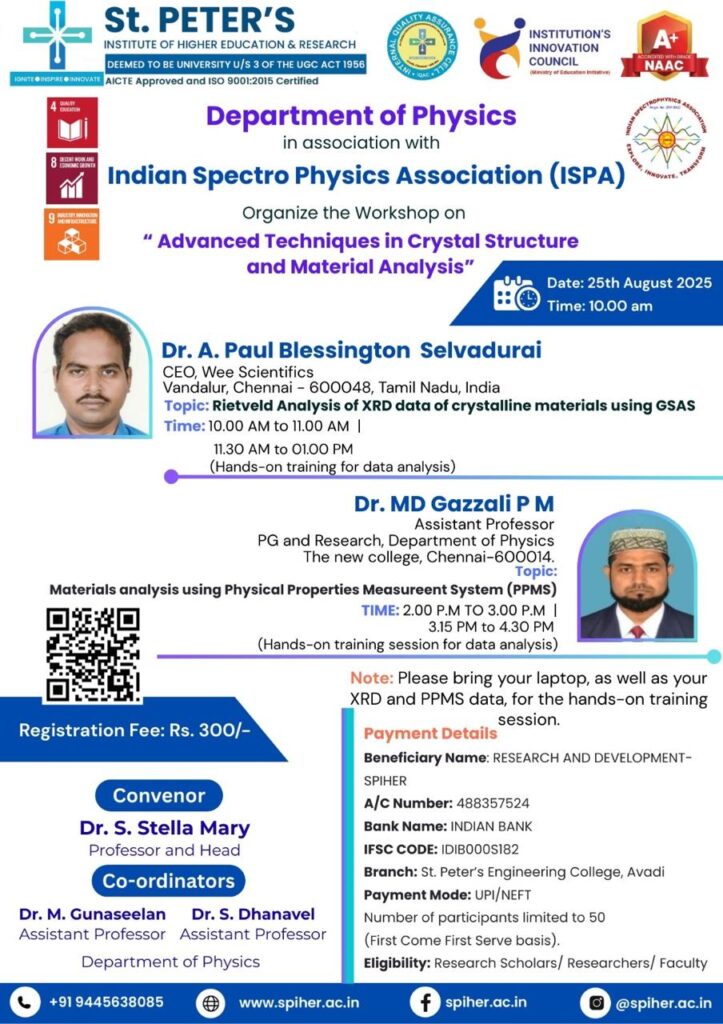Workshop On Advanced Techniques in Crystal Structure and Material Analysis