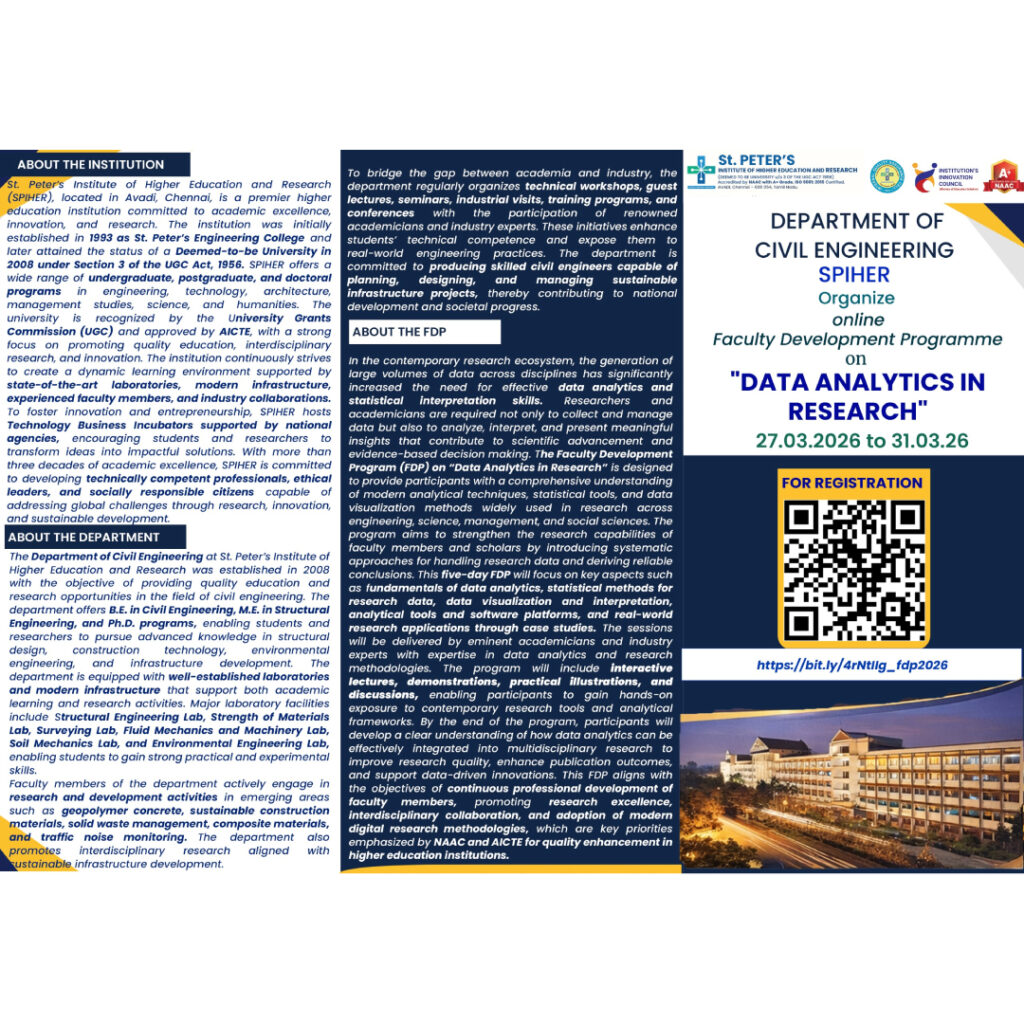 Faculty Development Program On Data Analytics In Research