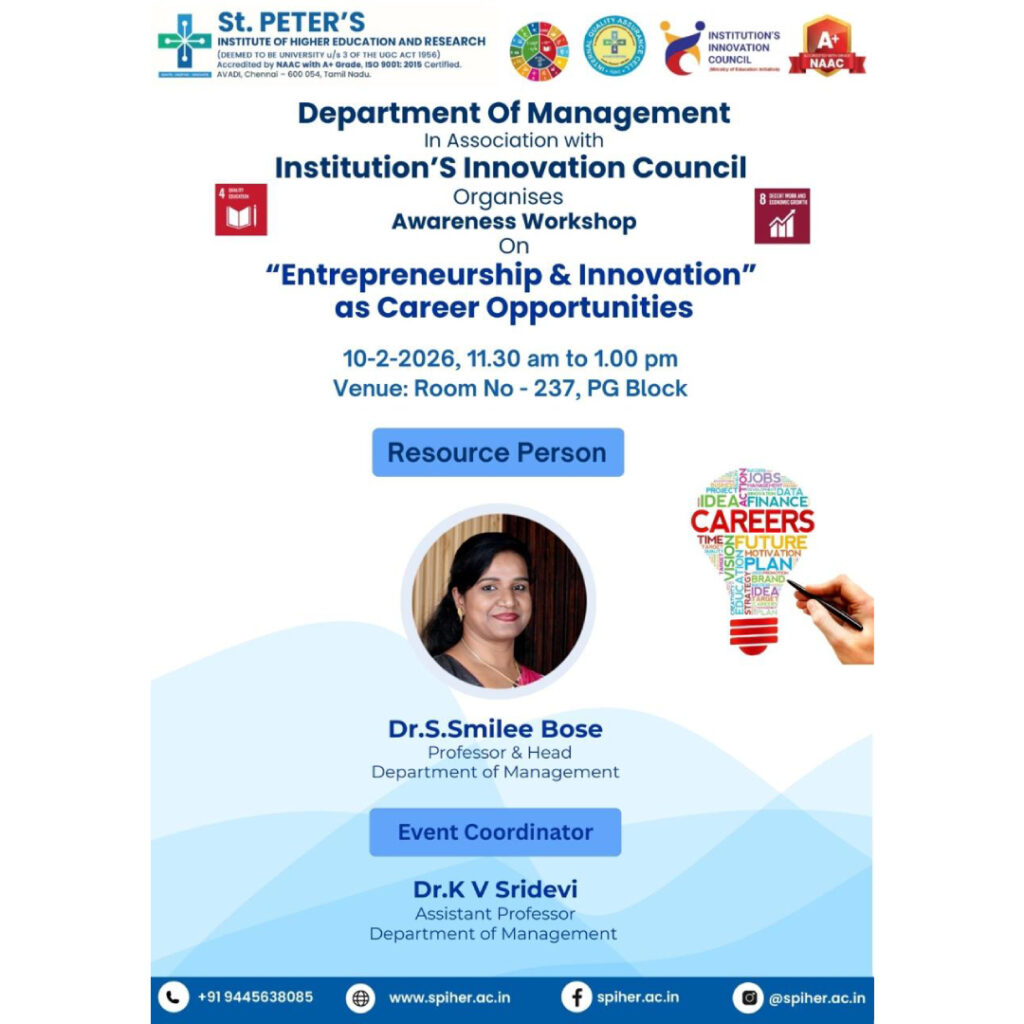 Awareness Workshop On “Entrepreneurship & Innovation” as Career Opportunities