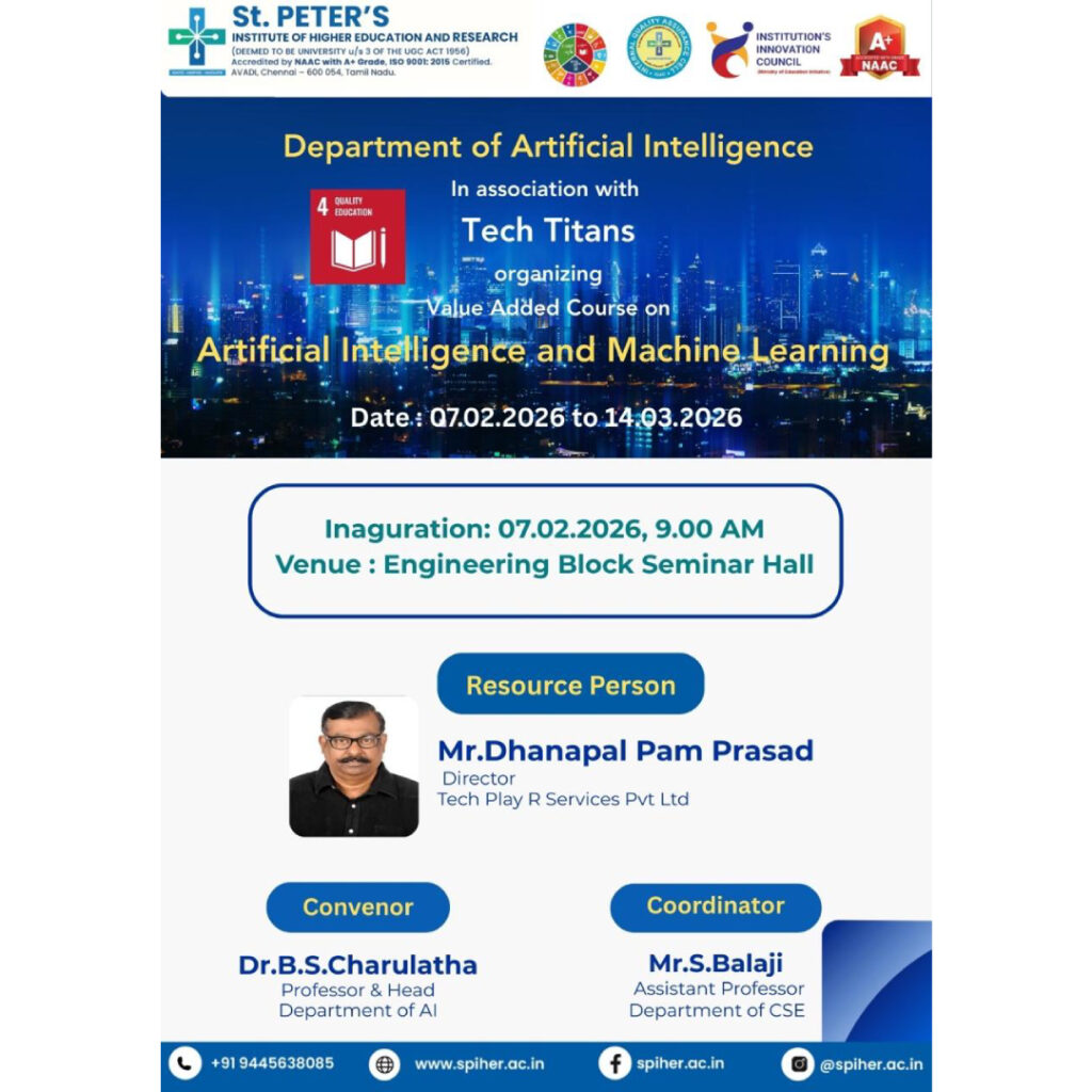 Value Added Course on Artificial Intelligence and Machine Learning