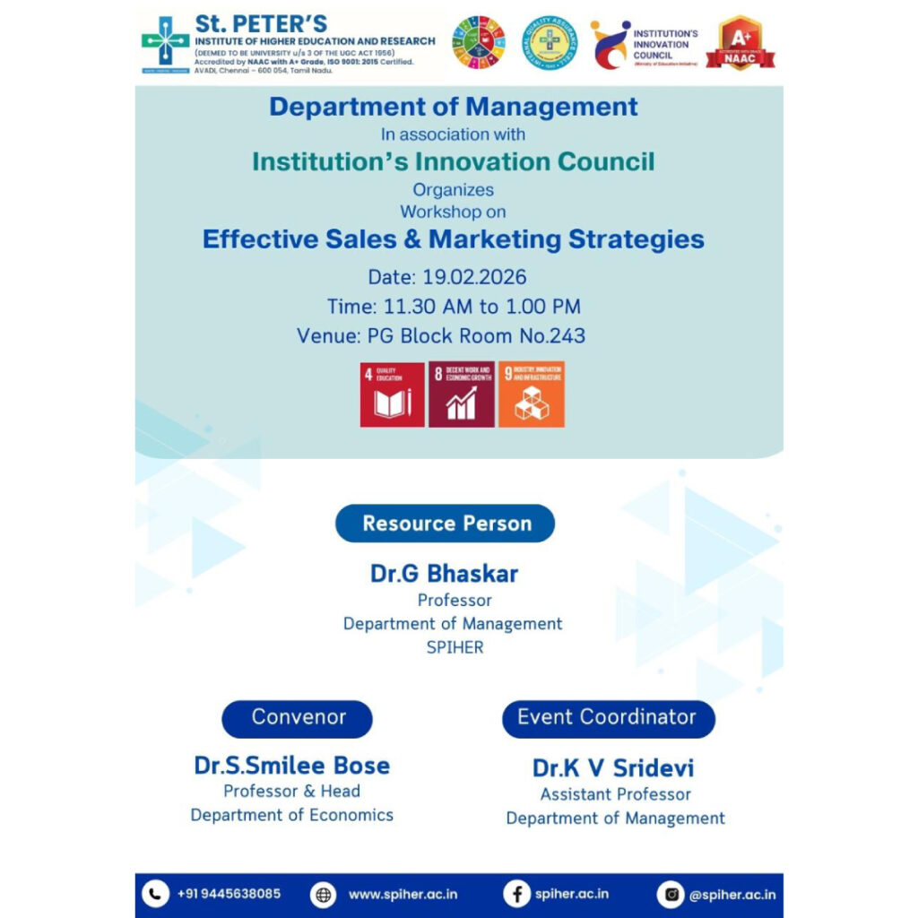 Workshop on Effective Sales & Marketing Strategies