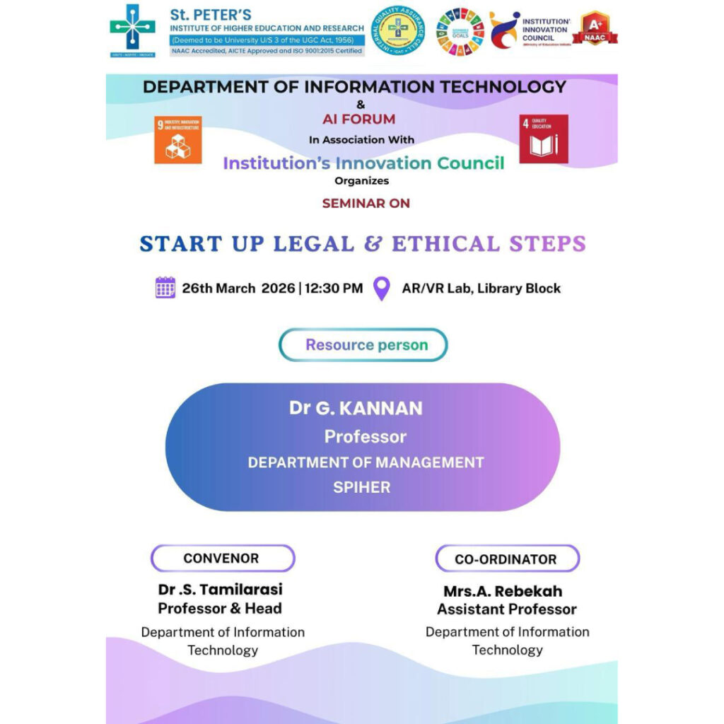 SEMINAR ON START UP LEGAL & ETHICAL STEPS