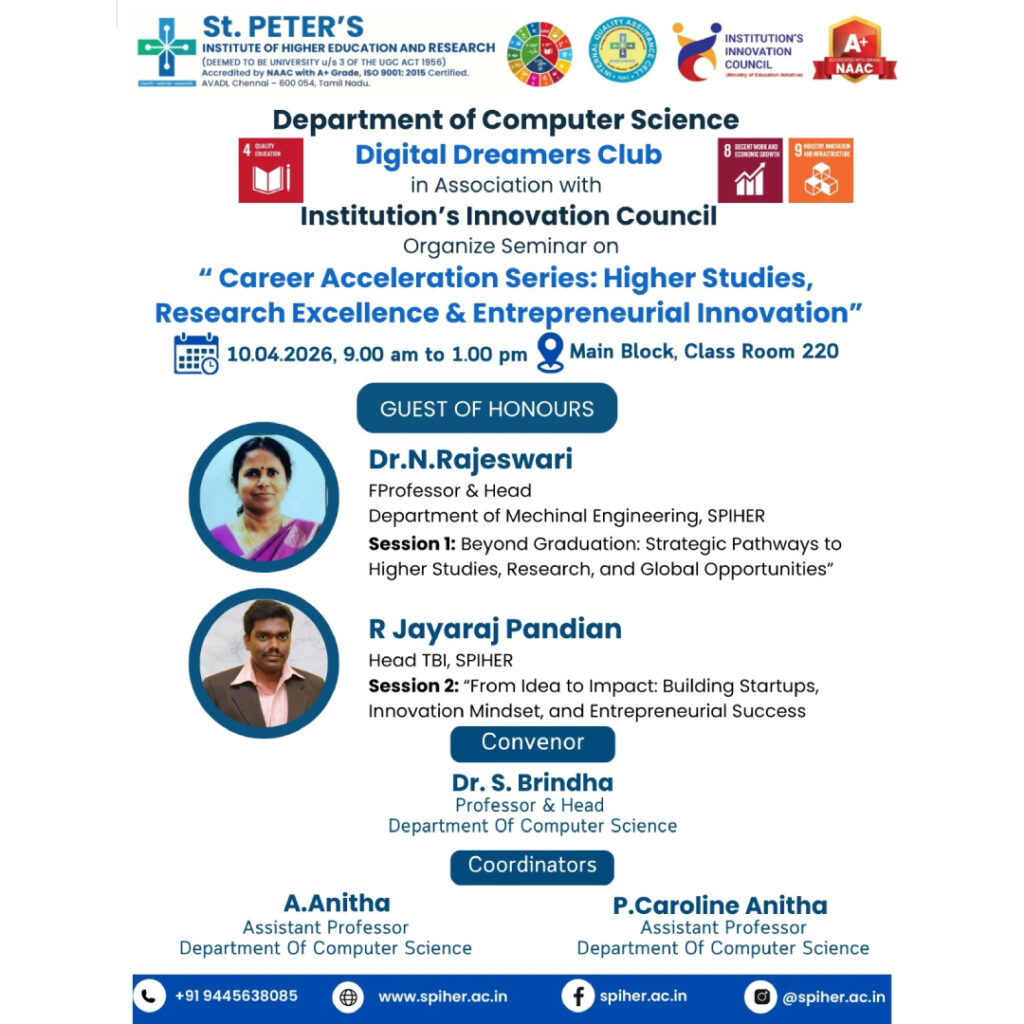 Seminar on “Career Acceleration Series: Higher Studies, Research Excellence & Entrepreneurial Innovation”