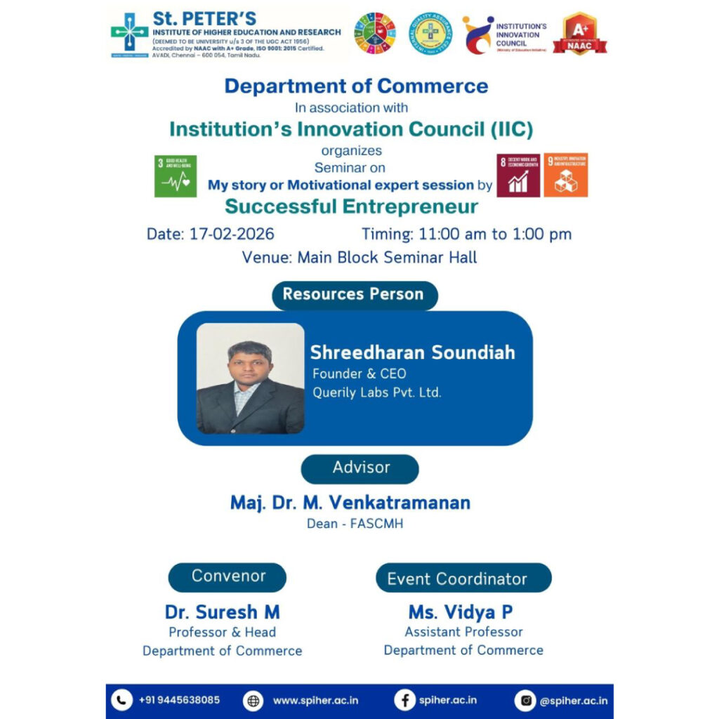 Seminar on My story or Motivational expert session by Successful Entrepreneur